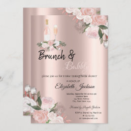 Invitación Brújula floral y ducha de novias con burbujas
