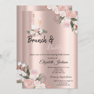 Invitación Brújula floral y ducha de novias con burbujas