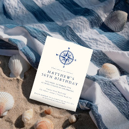 Invitación Brújula Náutica Elegante Fiesta de Cumpleaños de A