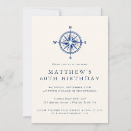 Invitación Brújula Náutica Elegante Fiesta de Cumpleaños de A