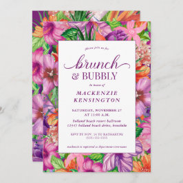 Invitación Brújula tropical floral Bubbly Bridal Shower