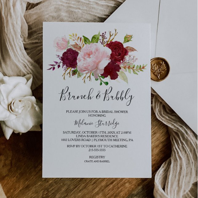 Invitación Brújula tropical roja y ducha de novia burbujeante (Subido por el creador)