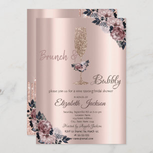Invitación Brújula y bubbly Floral Bridal Shower