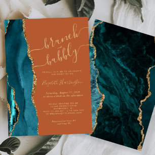 Invitación Brújula y burbuja Verde azulada agria ducha de nov