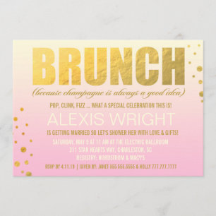 Invitación Brunch 311 porque Champán Ombre rosado