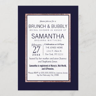 Invitación Brunch alineado oro color de rosa simple de los