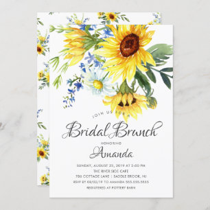 Invitación Brunch Amarillo Sunflower Bridal Shower