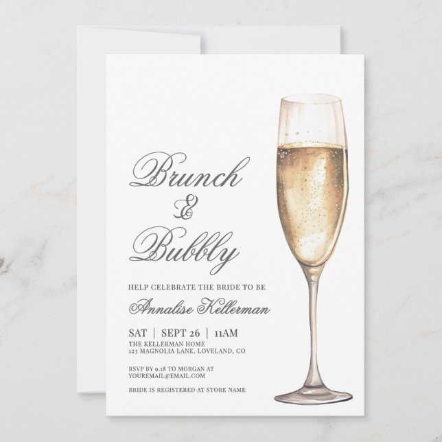Invitación Brunch And Bubbly Bridal Shower (Anverso)