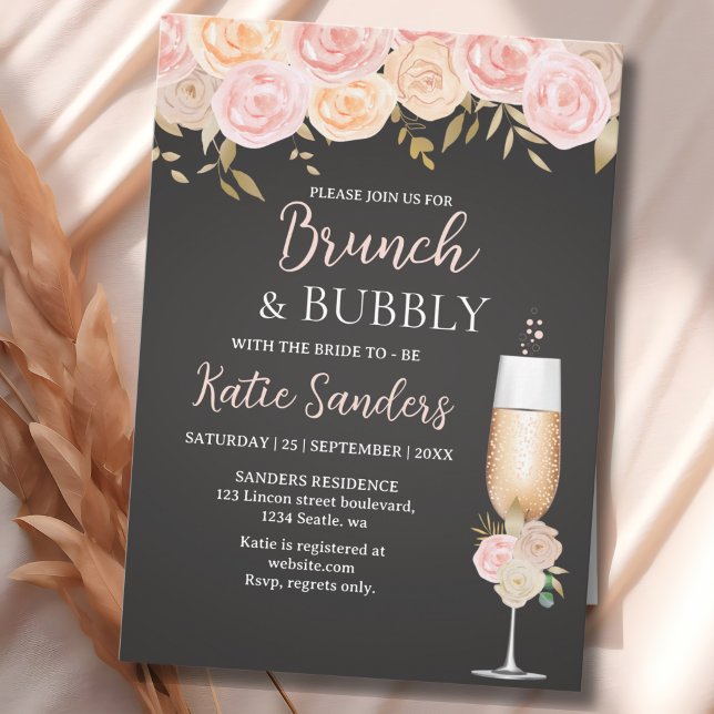 Invitación Brunch and Bubbly Bridal Shower Elegant Flowers (Subido por el creador)