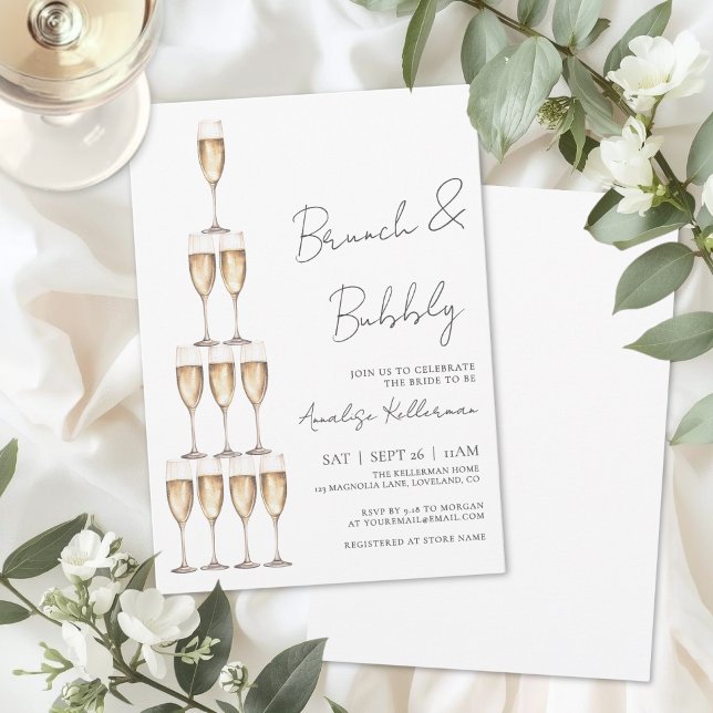 Invitación Brunch And Bubbly Champagne Bridal Shower (Brunch And Bubbly Champagne Bridal Shower Invitation)