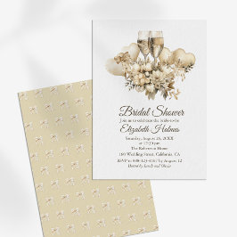 Invitación Brunch and Bubbly Champagne Flores Bridal Shower