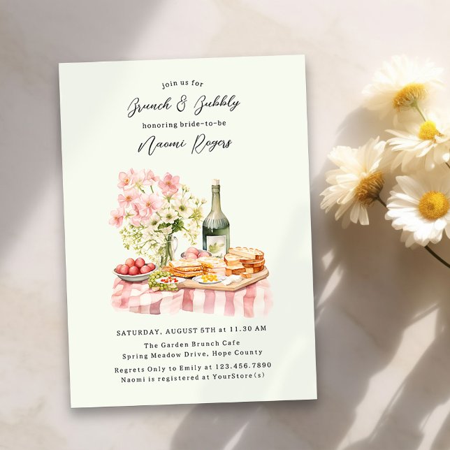 Invitación Brunch and Bubbly Country Garden Bridal Shower (Brunch and Bubbly Bridal Shower Summer Invitation)