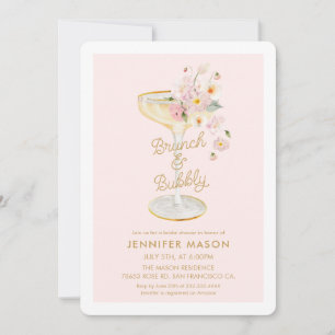 Invitación Brunch and Bubbly Garden Pink Floral