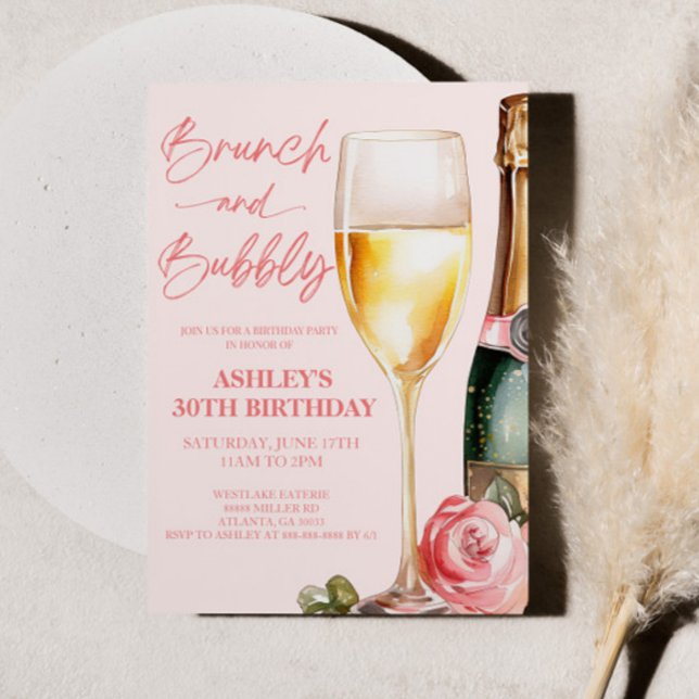 Invitación Brunch and Bubbly Mimosa Champagne Fiesta de cumpl (Subido por el creador)