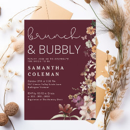 Invitación Brunch and Bubbly Moderno Script Boho Bridal Showe