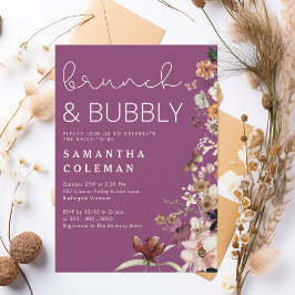 Invitación Brunch and Bubbly Moderno Script Boho Bridal Showe