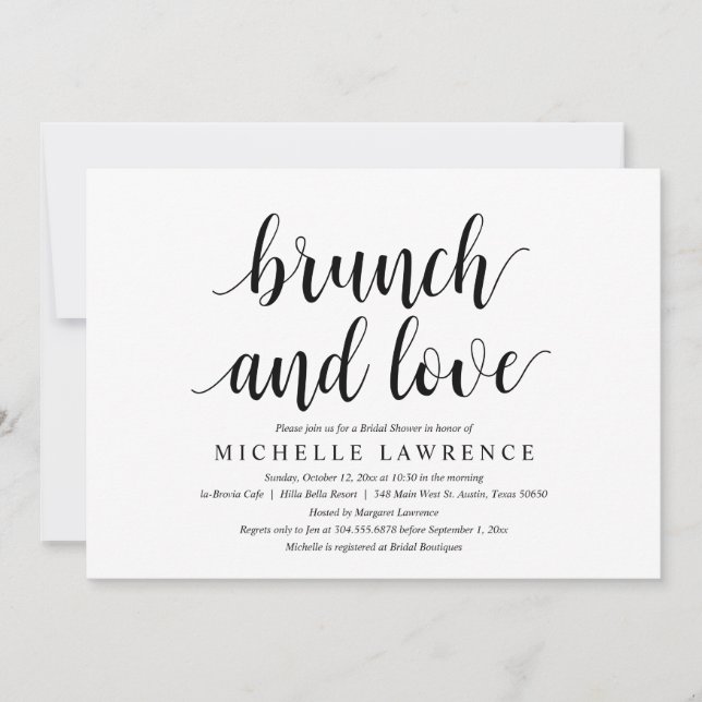 Invitación Brunch and Love, celebración de la ducha de novias (Anverso)