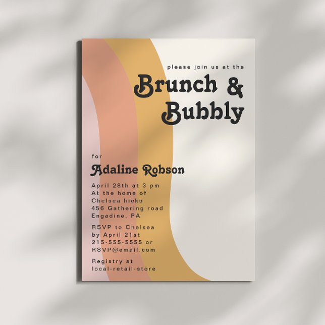Invitación Brunch arcoiris moderno retro de los años 70 y bur (Subido por el creador)