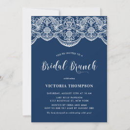 Invitación Brunch azul de novia de la Marina de Lace de Broca