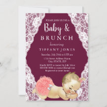 Brunch Baby Shower de color rosa de burgundy negro