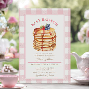 Invitación Brunch Baby Shower de crepes de fruta rosa