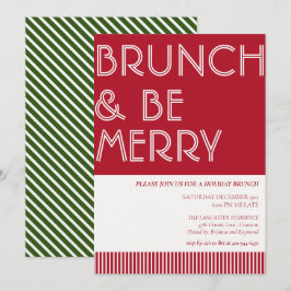 Invitación Brunch & Be Merry Green Red Navidad Brunch