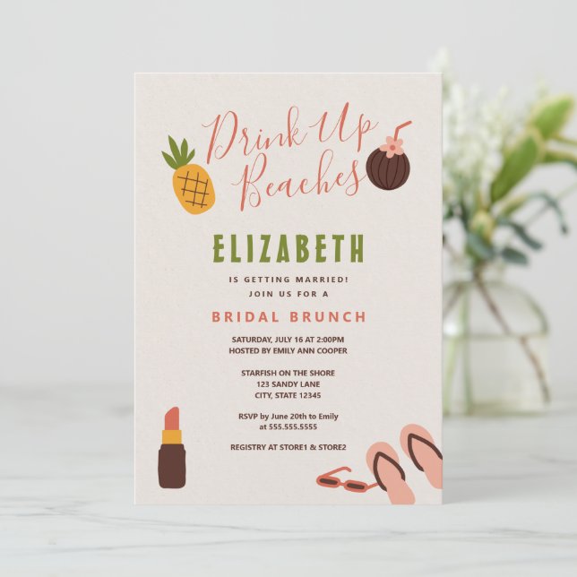 Invitación Brunch Beach Bridal Shower (Anverso de pie)