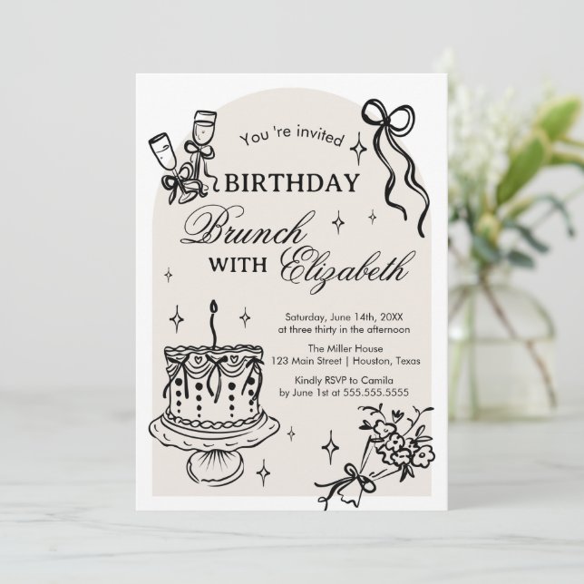 Invitación Brunch Birthday Invitation (Anverso de pie)