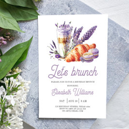 Invitación Brunch Birthday Watercolor Púrpura