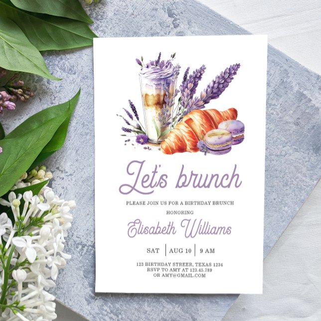Invitación Brunch Birthday Watercolor Púrpura (Subido por el creador)