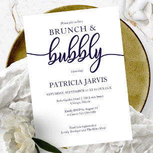 Invitación Brunch Blanco Azul De La Armada Y Ducha Bridal Bub