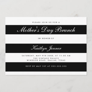 Invitación Brunch blanco y negro elegante del Día de la Madre