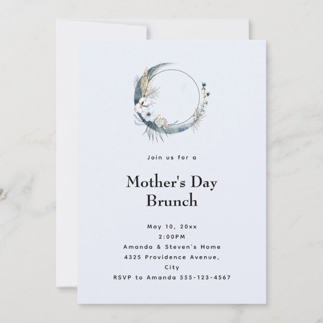 Invitación Brunch Blue Crescent Moon Mother's Day Brunch (Anverso)