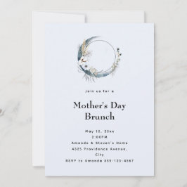 Invitación Brunch Blue Crescent Moon Mother's Day Brunch