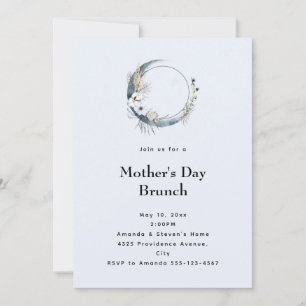 Invitación Brunch Blue Crescent Moon Mother's Day Brunch