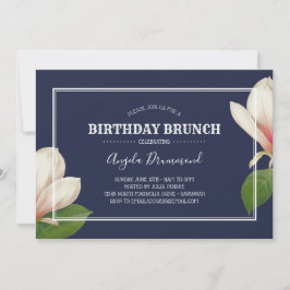 Invitación Brunch Blue de cumpleaños de Magnolia del Sur