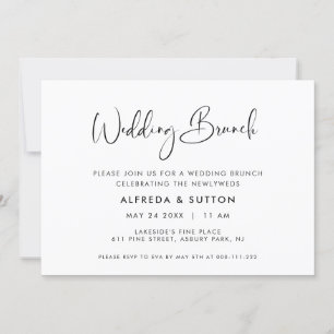 Invitación Brunch Boda blanco y negro elegante y moderno