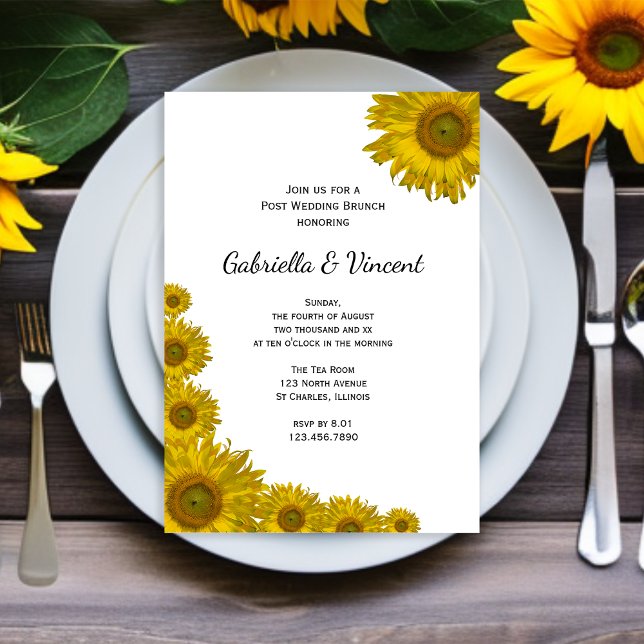 Invitación Brunch Boda del borde del girasol amarillo (Subido por el creador)