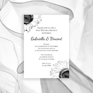 Invitación Brunch Boda del Post del Girasol Blanco y Negro