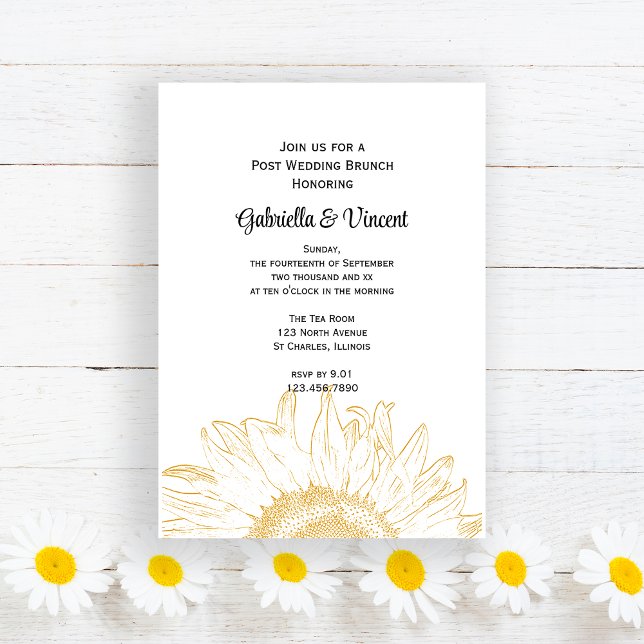 Invitación Brunch Boda del Yellow Graphic Sunflower Post (Subido por el creador)