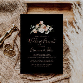 Invitación Brunch Boda floral real formal negro