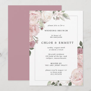 Invitación Brunch Boda floral rosa de Rubor