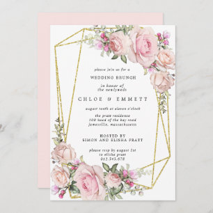 Invitación Brunch Boda floral rosa de Rubor