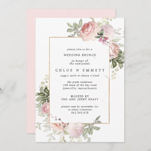 Invitación Brunch Boda floral rosa de Rubor