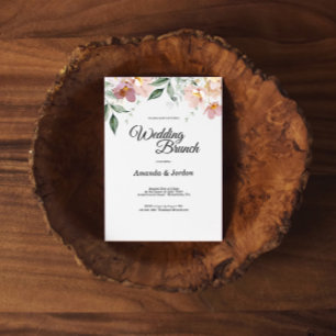 Invitación Brunch Boda floral rosa y malva