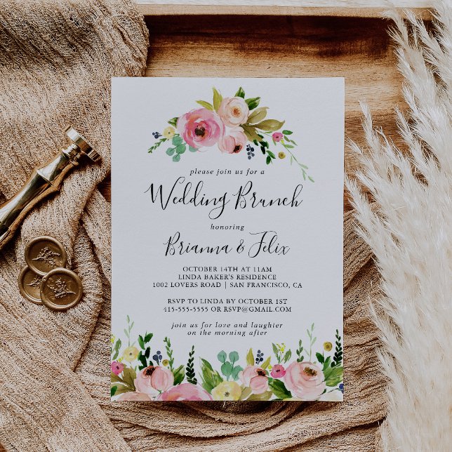Invitación Brunch Boda floral tropical colorido otoño (Subido por el creador)