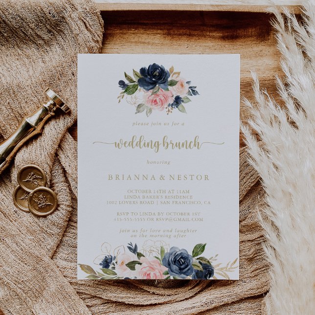 Invitación Brunch Boda Rubor Floral Gold (Subido por el creador)