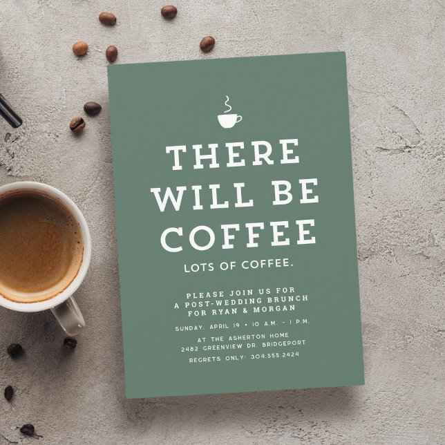 Invitación brunch boda simple salchicha café verde (Subido por el creador)