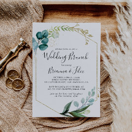 Invitación Brunch Boda tropical floral geométrica de oro