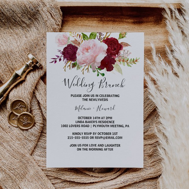 Invitación Brunch Boda Tropical Rojo y Romántico (Subido por el creador)